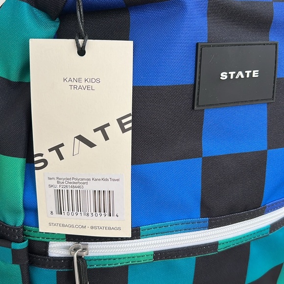 New State Bags Kane Kids Travel Backpack Blue Checkerboard Boy - Picture 4 of 11